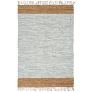 Hand-woven rug Chindi leather 190x280 cm light gray / bronze - Carpet