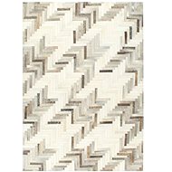 Genuine leather rug with patchwork fur 120x170 cm gray-white - Carpet