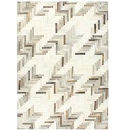 Genuine Leather Carpet with Patchwork Fur 160x230cm Grey-white - Carpet