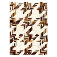 Genuine leather rug with patchwork fur 80x150 cm brown-white - Carpet