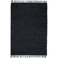 Hand-woven rug Chindi leather 190x280 cm black - Carpet