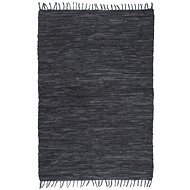 Hand-woven carpet Chindi leather 80x160 cm gray - Carpet