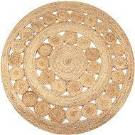 Kusový koberec z juty zo splietaným dizajnom 120 cm okrúhly - Koberec