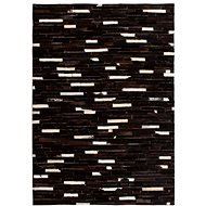 Koberec patchwork pravá kůže 160x230 cm pruhy černobílý  - Koberec