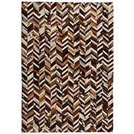 Koberec patchwork pravá kůže 190x290cm chevron hnědobílý  - Koberec