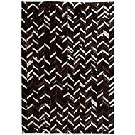Koberec patchwork pravá kůže 190x290cm chevron černobílý  - Koberec