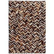 Koberec patchwork pravá kůže 80x150 cm chevron hnědobílý  - Koberec