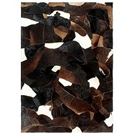 Koberec pravá kůže se srstí patchwork 80x150 cm černobílohnědý - Koberec
