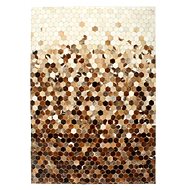 Koberec pravá kůže se srstí patchwork 80×150 cm hnědo-bílý - Koberec