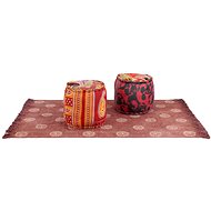 Taburety a koberec 3 ks textil patchwork - Koberec