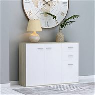 Sideboard white and sonoma oak 105 x 30 x 75 cm chipboard 800698 - Sideboard