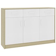 Sideboard white and sonoma oak 110 x 34 x 75 cm chipboard 800707 - Sideboard