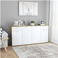 Sideboard white and sonoma oak 160 x 36 x 75 cm chipboard 3054776 - Sideboard