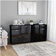 Black sideboard with high gloss 160 x 36 x 75 cm chipboard 3054778 - Sideboard