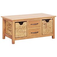 Sideboard 88 x 53 x 43 cm solid oak and water hyacinth - Sideboard