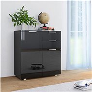 Black sideboard with high gloss 71 x 35 x 76 cm chipboard - Sideboard
