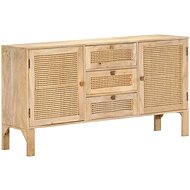 Sideboard 150 x 40 x 80 cm solid mango tree and natural reed - Sideboard