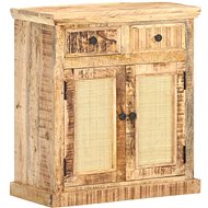Sideboard 65 x 32 x 70 cm massive mango tree and natural reed - Sideboard