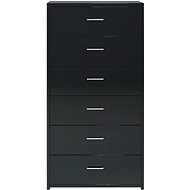 Sideboard with 6 drawers black with gloss 50x34x96 cm chipboard - Sideboard