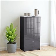 Sideboard with 6 drawers gray with gloss 50x34x96 cm chipboard - Sideboard