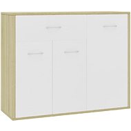 Sideboard white and sonoma oak 88 x 30 x 70 cm chipboard - Sideboard