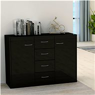 Black sideboard with high gloss 88 x 30 x 65 cm chipboard - Sideboard
