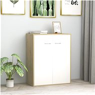 Sideboard white and sonoma oak 60 x 30 x 75 cm chipboard - Sideboard