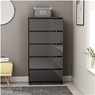 Sideboard with drawers gray high gloss 60x35x121cm chipboard - Sideboard