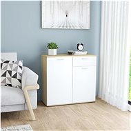 Sideboard white and sonoma oak 80 x 36 x 75 cm chipboard - Sideboard