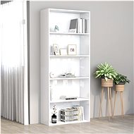 5-floor white library with high gloss 80x30x189cm chipboard 801032 - Bookshelf