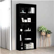 5-floor library black high gloss 80 x 30 x 189cm chipboard 801033 - Bookshelf