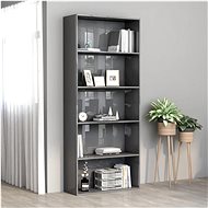 5 storey bookcase gray with high gloss 80x30x189cm chipboard 801034 - Bookshelf
