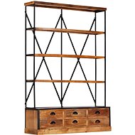Bookcase 4 Shelves and 6 Drawers 122x36x181cm Solid Mango Tree 284423 - Bookshelf