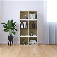 Bookcase / sideboard white and sonoma oak 66x30x130 cm chipboard - Bookshelf