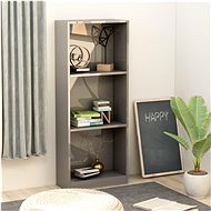 3-floor library gray high gloss 40 x 24 x 108 cm chipboard - Bookshelf