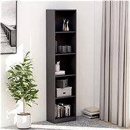 Bookcase with 5 shelves gray high gloss 40x24x175 cm chipboard - Bookshelf