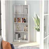 Bookcase 4 shelves white high gloss 60 x 24 x 142 cm chipboard - Bookshelf