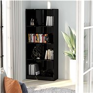 Bookcase 4 shelves black high gloss 60x24x142 cm chipboard - Bookshelf