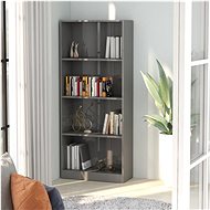 Bookcase 4 shelves gray high gloss 60 x 24 x 142 cm chipboard - Bookshelf