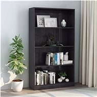 Bookcase 4 shelves gray high gloss 80 x 24 x 142 cm chipboard - Bookshelf