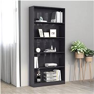 5-floor library gray with high gloss 80x24x175cm chipboard - Bookshelf