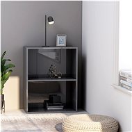 Bookcase 2 shelves gray high gloss 60x30x76,5 cm chipboard - Bookshelf
