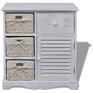 Wooden chest of drawers with 3 wicker baskets white - Chest of Drawers