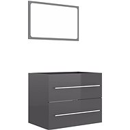 2-piece bathroom furniture set grey high gloss chipboard 804835 - Bathroom Set