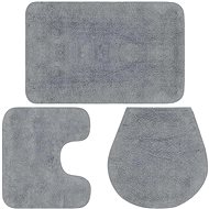 Set of bathroom mats 3 pieces textile grey - Bath Mat