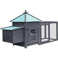 Chicken Coop with Cocoon, Grey 193 x 68 x 104cm Solid Fir Wood - Henhouse