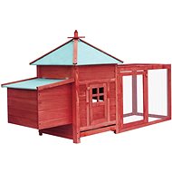 Chicken Coop with Cocoon, Red 193 x 68 x 104cm Solid Fir Wood - Henhouse