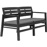 2-seater Garden Bench with Cushions Anthracite 133cm Plastic - Garden Bench