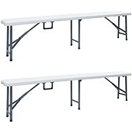Folding Garden Bench 2 pcs 180cm HDPE White - Garden Bench