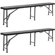 Folding Garden Bench 2 pcs 180cm HDPE Black - Garden Bench